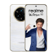 Realme 14 Pro Plus 5G Pearl White smartphone with circular triple camera module and brand ambassador holding device on display