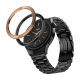 NoiseFit Halo 2 MOD Elite smartwatch featuring swappable gold and black bezels and a premium black stainless steel metal chain strap.