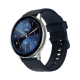 NoiseFit Vortex Plus Smart Watch featuring a classic analog-style watch face with gold hands, step counter, and calorie tracker on a deep blue background.