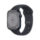 Apple Watch Series 8 GPS 45mm in Midnight Aluminium with Midnight Sport Band — angled front view — DEMO Unit