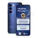 Realme P4 Lite 5G blue color smartphone showing front display with 7000mAh battery and 144Hz refresh rate along with triple rear camera design