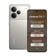 Realme P4 5G gold color smartphone front and back view showing AMOLED display, triple camera setup, 7000mAh battery and 80W fast charging features
