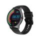 Angled side view of Noise Fit Curve 2 smartwatch featuring metallic dial, curved glass display, and adjustable black strap design.