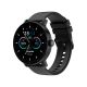 Premium angled shot of NoiseFit Twist Hyper smartwatch highlighting sleek black design, crown button, and modern UI display
