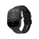 Noise ColorFit Icon Arc smartwatch angled view showcasing black silicone strap, buckle closure, and premium curved square dial with analog watch face