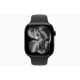 Apple Watch Series 10 GPS 46mm Jet Black Aluminium — Front Angle View (Demo Unit).A front-facing, centered view of an Apple Watch Series 10 with a jet black aluminum case and a black sport band.