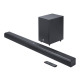 JBL soundbar with wireless subwoofer and remote control isometric view
