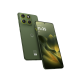 Motorola smartphone in Pantone Bronze Green finish featuring a premium quad-camera system with lime-accented lens rings, immersive punch-hole display, textured back panel, and sleek modern design available at Placewell Retail Siliguri & Gangtok.