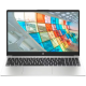 HP 15 laptop with 15.6-inch Full HD display showing vibrant colorful visuals, full-size keyboard and sleek silver design for everyday productivity.