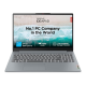 Lenovo IdeaPad Slim 3 82X700HMIN i3 13th Gen laptop with 15.6 inch FHD display, slim design, Arctic Grey finish, open view keyboard and trackpad, side profile ports, rear hinge build, and lifestyle desk setup for work and study