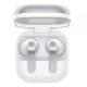 Samsung Galaxy Buds 4 Pro white earbuds close-up showcasing premium in-ear design with silicone tips and sleek metallic stem finish