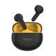 Realme black true wireless earbuds with open charging case featuring a yellow interior, displayed on a clean white background – Placewell Retail Siliguri & Gangtok