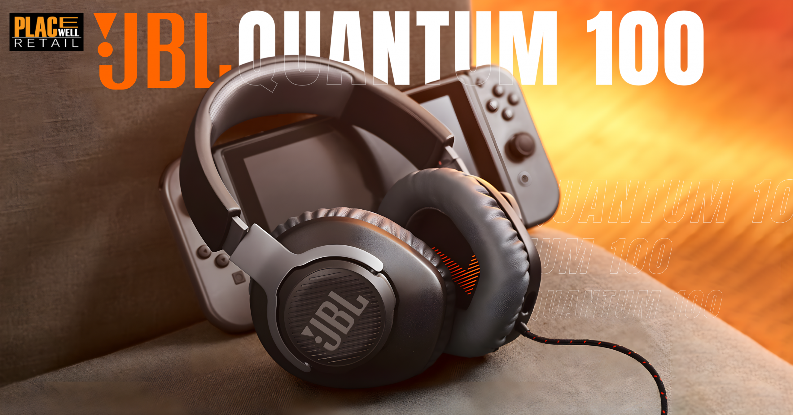 JBL Quantum 100 Gaming Headphones with over-ear design and detachable boom microphone, delivering JBL QuantumSOUND Signature for precise competitive gaming audio in Siliguri and Gangtok.